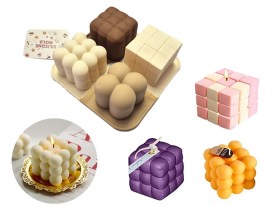 Molde silicona tricolor 4 mini cubos